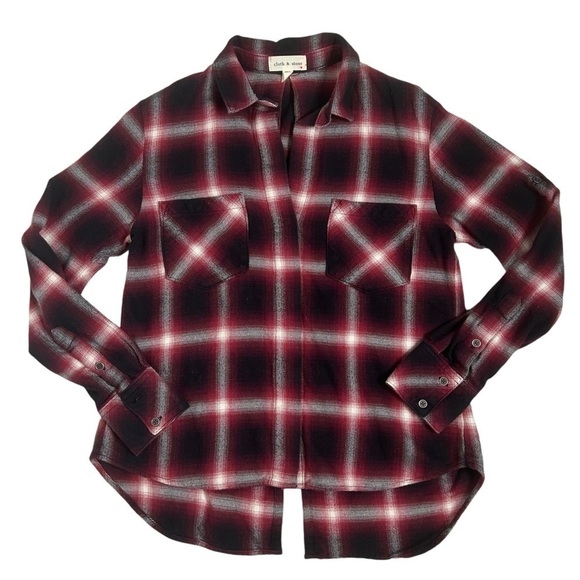 Cloth & Stone Red Plaid Button Down Long Sleeve Shirt - Picture 2 of 13